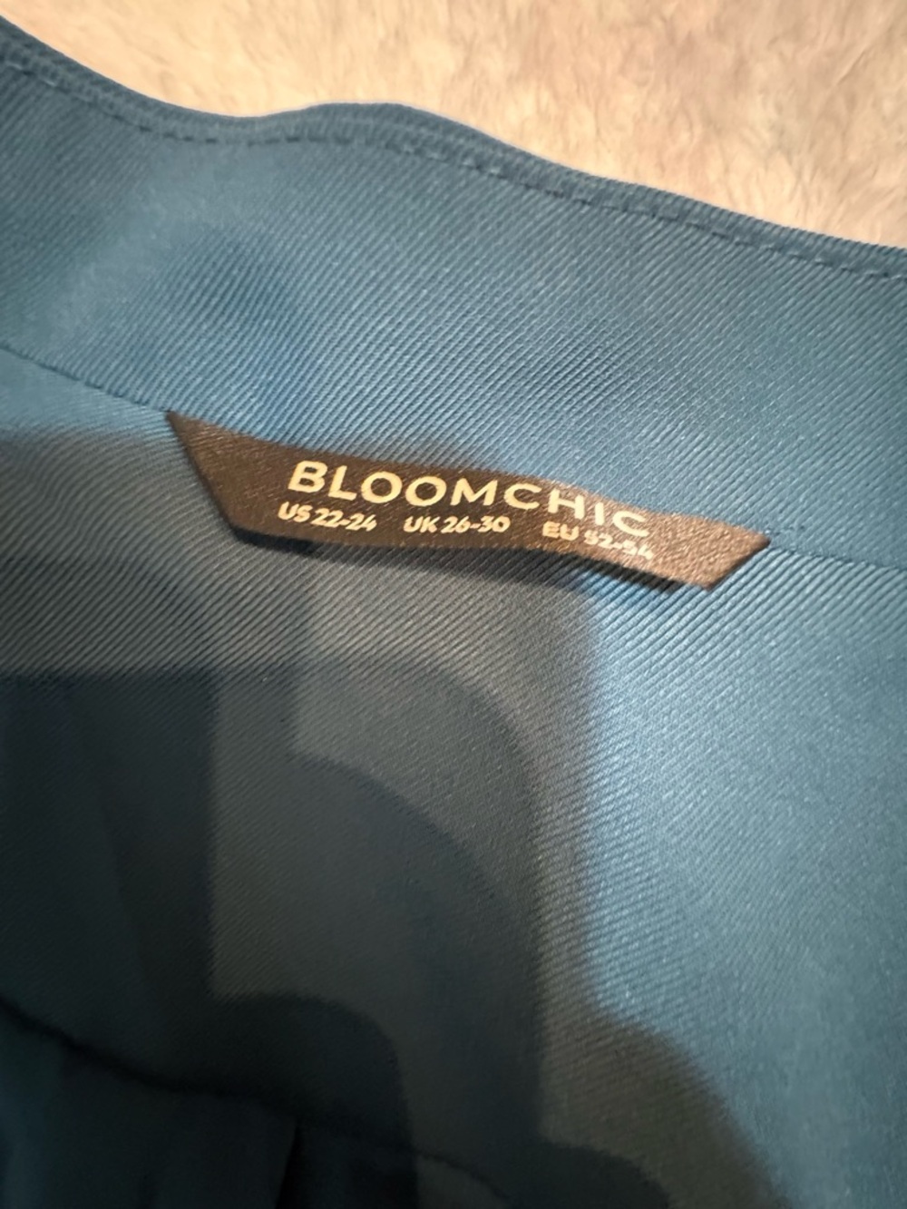 (B5) BloomChic Plus Size 22-24‎ Teal Blue Shawl Collar Belted Blazer - Excellent - Picture 6 of 7